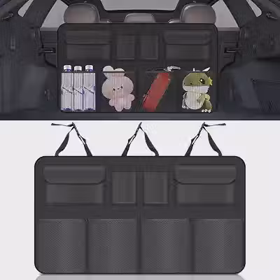 Organizador de Porta Malas Carro, 86 * 47cm, Acessório de Carro para Pendurar No Banco Traseiro, Grande Capacidade, 8 Bolsas de Armazenamento, Preto, Organizador de Porta-malas