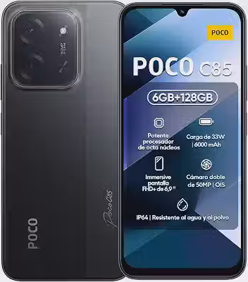Smartphone Xiaomi Poco C85 NFC Preto 6GB RAM 128GB ROM