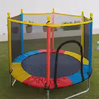 Cama Elástica Infantil com Rede de Proteção, diâmetro 140cm X altura 120cm, Colorida, pula pula para Interior e Exterior ELORIA