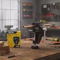 Morsa de Bancada 50mm Torno Base Fixa, Abertura 50mm, Mandíbula 60mm, Fixação 1 a 35mm, Alumínio e Ferro, para Oficina e Marcenaria