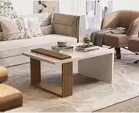 Mesa De Centro Retangular Para Sala Moderna Pérola Nature (Pérola/Nature)