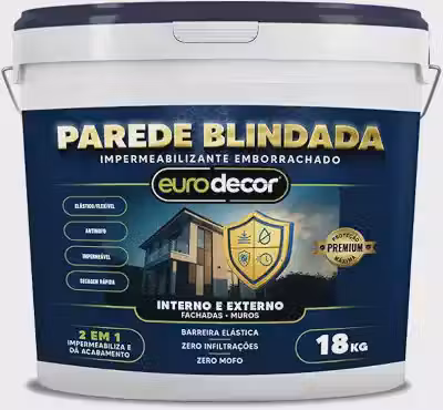 Parede Blindada Euro Decor Tinta Emborrachada 18KG Fácil Aplicação Proteção Contra Infiltrações (Branco)