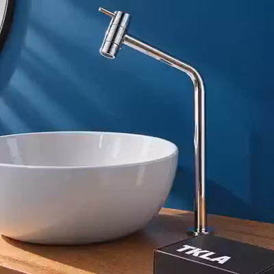 Torneira Banheiro Cuba Bica Alta Bancada Aço Inox Cromada Para 45 Lavabo 1/4 de Volta TKLA