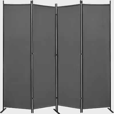 Biombo Divisor de Ambiente 4 Peças, 210x168 cm, Tecido Opaco para Privacidade, Estrutura de Aço Estável, Versátil para Vestir, Decorar ou Bloquear Luz, Ideal para Quartos, Salas e Escritórios