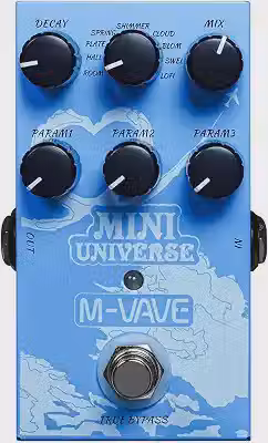 M-VAVE VEDO Pedal de efeitos de reverberação Mini Universe para guitarra elétrica, design True Bypass para guitarra, estojo de metal, fácil de operar 9 tons universais de reverberação, cordas