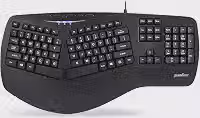 Perixx Teclado ergonômico retroiluminado PERIBOARD-312 – USB com fio com 2 hubs – Design dividido ergonômico natural – LED branco – preto