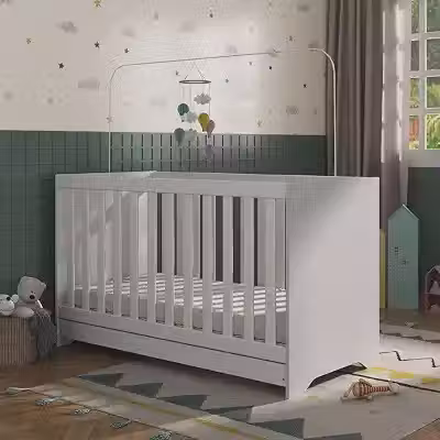 Multimóveis Berço 3 em 1 Elza Mpf2952 com Colchão Incluso Vira Cama Branco