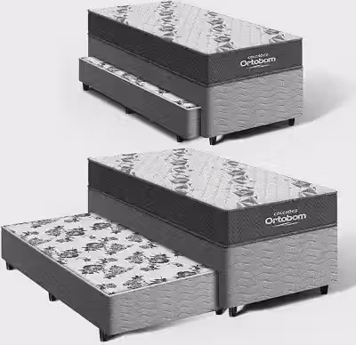 Cama Box Solteiro + Colchão de Espuma D33 Ortobom Airtech 100 + Auxiliar de Espuma Unique