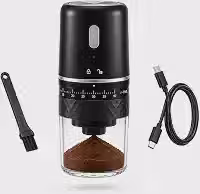 Moedor de Café Elétrico Portátil Sem Fio, Rebarba Cônica de Cerâmica com 40 Níveis de Moagem do Espresso ao Cold Brew, Recarregável USB-C, Silencioso, Desliga Sozinho, Moedor de Grãos Preto