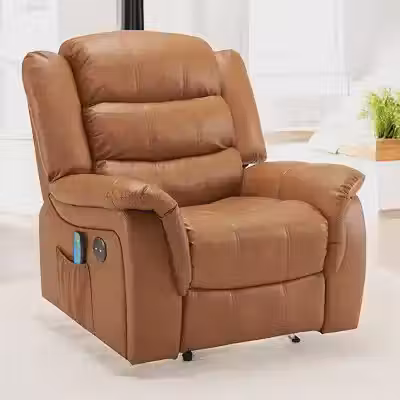 Poltrona do Papai Reclinável Elétrica E Controle Massagem Entrada USB Corino Premium Marrom