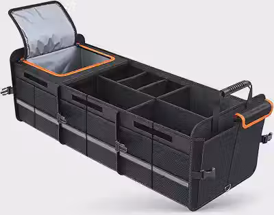 Organizador Multiuso Carro Viagen Grande Impermeável Caixa Organizadora Porta Mala Dobrável com 3 Compartimento Bolsa Térmica Caixa Armazenamento Carro SUV MPV Caminhão Van Caminhonete