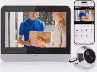 Olho Magico Digital, Olho Magico Digital WiFi com Camera, Controle Aplicativo, Tela de 4,3 Polegadas, Resolução Full HD 1080p, Capacidade de Visão Noturna, Detecção de Movimento