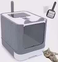 Caixa de Areia Fechada para Gatos com Pazinha, Banheiro Sanitário com Filtro Anti Odor Premium (BRANCO)