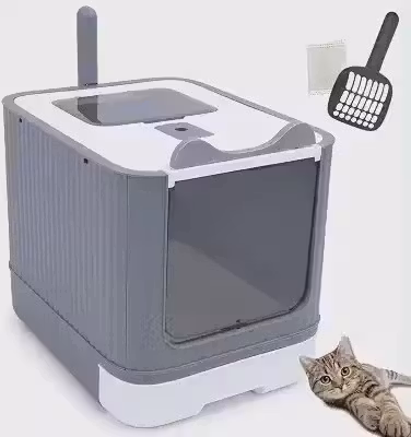 Caixa de Areia Fechada para Gatos com Pazinha, Banheiro Sanitário com Filtro Anti Odor Premium (BRANCO)
