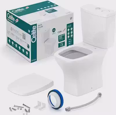 Celite, Kit Vaso Sanitário Rimless com Caixa Acoplada Smart Clean e Assento Soft Close Vip, Branco