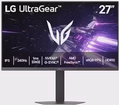 LG UltraGear Monitor Gamer 27' IPS 240Hz 1ms (GtG) Full HD (1920x1080) sRGB 99% HDMI 2.0 NVIDIA G-SYNC AMD FreeSync Premium, Preto - 27G440A