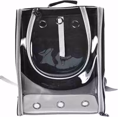 Chalesco Mochila Vision Plus Preta para Cães e Gatos