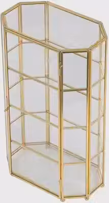 Baoblaze Vitrine de vidro com estrutura metálica, painéis transparentes e porta, ideal para decoração de casa, penteadeira ou entrada.