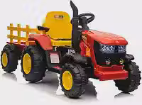 Mini Trator Elétrico Infantil 12v Com Carreta Vermelho