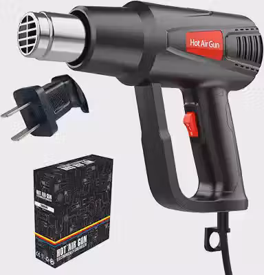 Soprador Térmico 1800W 2 Estágios Ajuste de Temperatura Infinita 60-600℃ Proteção Contra Superaquecimento com Bicos Acessórios Tomada Padrão Brasil 220V Uso Profissional Residencial
