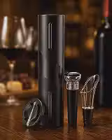 Kit Abridor Elétrico de Vinho a Pilha com Acessórios, Saca Rolhas Automático para Garrafas, Cortador de Lacre, Dosador e Tampa Conservadora para Bar, Cozinha, Jantar e Presente