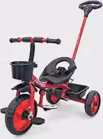 Triciclo Infantil com Pedal e Empurrador 3 Rodas Brinquedo Passeio Criança Atentu (Vermelho)