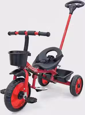 Triciclo Infantil com Pedal e Empurrador 3 Rodas Brinquedo Passeio Criança Atentu (Vermelho)