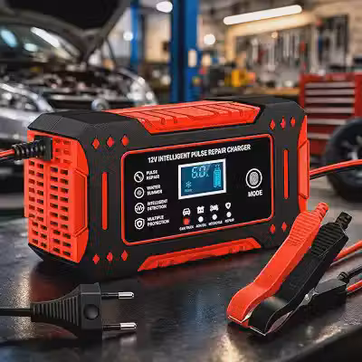 Carregador de Bateria Inteligente 12V 6A Premium Bivolt Display Digital para Carro Moto Caminhão com Proteção Contra Sobrecarga Curto e Superaquecimento