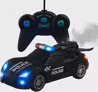 Carrinho Brinquedo Com Controle Remoto que Solta Fumaça e Luzes da Sirene (Preto)