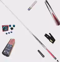 VanQs Legend Taco de Sinuca Profissional Inteiriço, Madeira Ash, 146cm, Ponta 9mm, com Capa, Luva e Extensão 621g