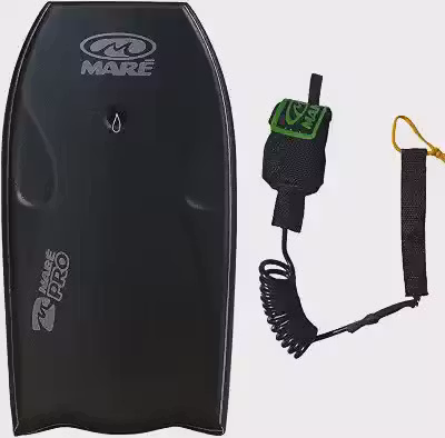 Kit Prancha Bodyboard Semi Profissional Maré Pro 39' Fundo Rigido com Leash de Pulso