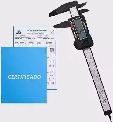 Paquímetro Digital 150mm Certificado Profissional Alta Precisão 0,01mm Medição Interna Externa e Profundidade Display LCD Manutenção em Geral