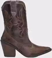 Bota Texana Feminina Couro Legitimo Estilo Country Sola Antiderrapante 2008 Café