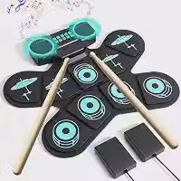 Conjunto de Bateria Eletrônica Portátil, Bateria Eletronica, Bateria Eletronica, Bateria Instrumento, Bateria Eletrica, Bateria Eletrônica Portátil com 9 Pads e Pedal, Dobrável
