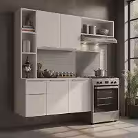 Armário de Cozinha Compacta com Balcão Sofia Multimóveis MP2001 - Branco