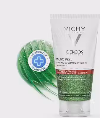 Vichy Dercos Micro Peel, Shampoo Anticaspa Esfoliante com Ácido Salicílico e Piroctona Olamina, Limpeza Profunda e Ação Calmante, Elimina a Caspa Visivelmente desde o 1º Uso, 150ml