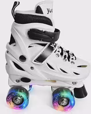 Patins Clássicos Quad Ajustável Branco M 34-37 Yuupi