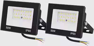 Kit 2 Refletores LED 50W Premium 4000 Lúmens Cada – 6500K Branco Frio, Bivolt, IP65, Suporte Regulável até 120° – Alta Luminosidade