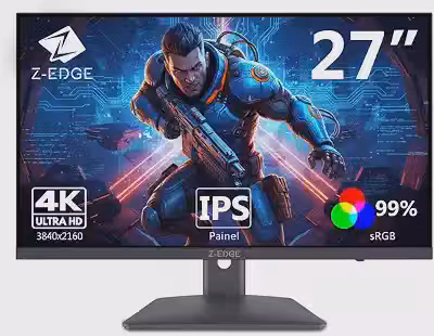 Monitor 4K 27 polegadas Z-Edge, IPS Ultra HD 3840x2160, 60 Hz, Monitor PC, FreeSync, 99% sRGB, 2 HDMI e 2 DP, Ajuste de Inclinação, Sem Bordas