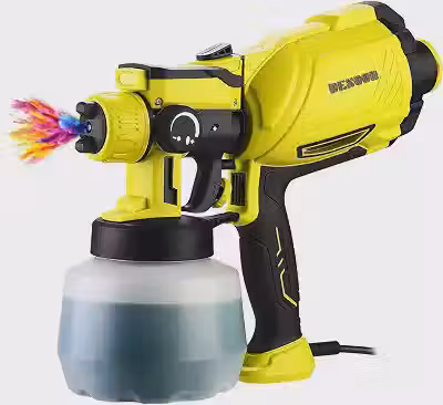 DESOON Pistola de Pintura 1600W Elétrica 220V Pulverizador de Tinta Profissional 1200ml 100 din-s Com 4 Bicos de Cobre E Controle de Fluxo para Casa e Jardim
