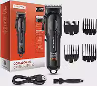 Máquina de Cortar Cabelo Profissional Sem Fio Motor 6500 RPM com Visor LED