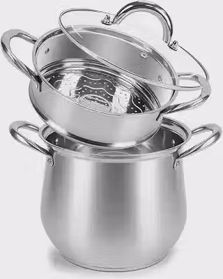 Panela a Vapor, Conjunto de Panela Inox 5,5L 20cm, Panela Vapor Legumes, Panela Cozimento a Vapor