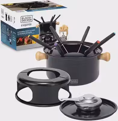 BLACK+DECKER CONJUNTO PARA FONDUE 10 PEÇAS EM AÇO ELEGANZA BLACK