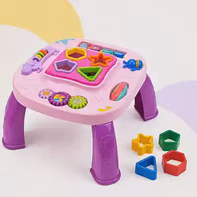 Mesa Infantil Rosa Mesinha Didática Divertida Brinquedo Crianças Educacional Bebê Atividades de Montar Interativa (Rosa)
