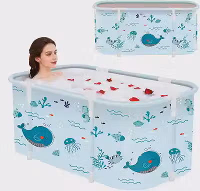 Banheira dobrável portátil, banheira de imersão dobrável para adultos, banheiras independentes, banheira de hidromassagem, banho de gelo, banheira de spa de banheiro familiar 120 x 50 x 55 cm (peixe)
