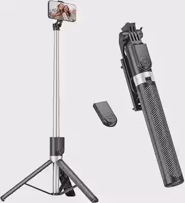 Tripé para Celular 1,70m com Altura Ajustável, Bastão de Selfie 3 em 1 com Controle Bluetooth, Rotação 360°, Portátil para Vídeos, Fotos e Lives, iPhone e Android