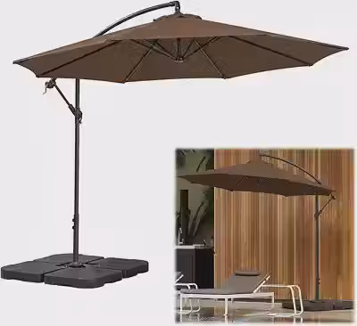 Kit Ombrelone Lateral Suspenso 3m Kauai + Base 60 Litros Quadrada Piscina Jardim