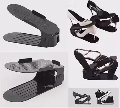 Kit 20 Organizadores de sapato, saltos e tênis com regulagem de altura - Preto