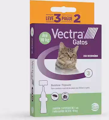 Ceva - Vectra Antipulgas para Gatos até 10kg - 3 Pipetas de 1,0mL - Leve 3 Pague 2 Pipetas