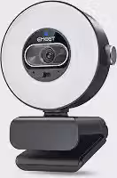 EMEET S600L Webcam 4K para Streaming com Luz de Anel, 4 Modos de Iluminação, Efeito Arco-Íris, Sensor de 1/2', Imagem com IA, PDAF de 0.2S, 2 Microfones, Controle por Botão Giratório